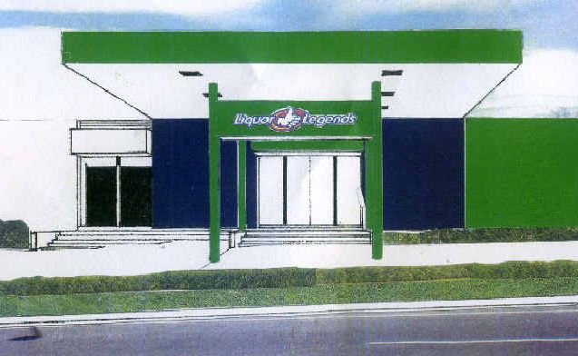 The new look Liquor Legends bottle shop destined for the corner of Wood and Wallace Sts. The new look Liquor Legends bottle shop destined for the corner of Wood and Wallace Sts.